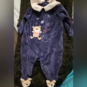 Baby bear velvet footie one-piece